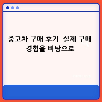 중고차 구매 후기  실제 구매 경험을 바탕으로