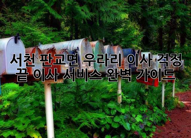 서천 판교면 우라리 이사, 걱정 끝! 이사 서비스 완벽 가이드