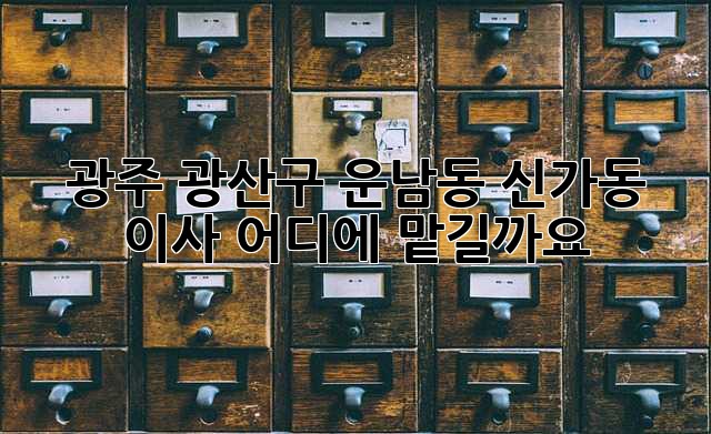 광주 광산구 운남동 신가동 이사, 어디에 맡길까요?