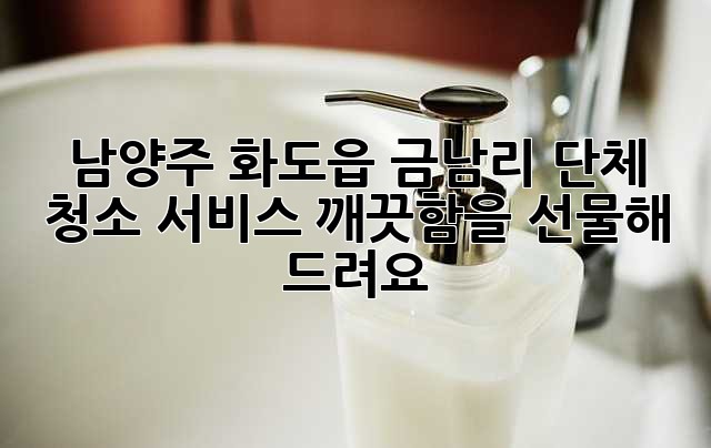 남양주 화도읍 금남리 단체 청소 서비스: 깨끗함을 선물해 드려요! ✨