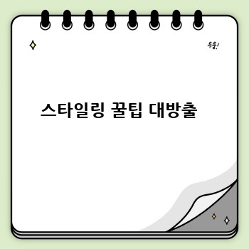 스타일링 꿀팁 대방출 